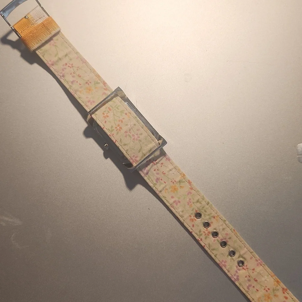 Gymboree Silver Watch with Orange and Off White Fabric Strap